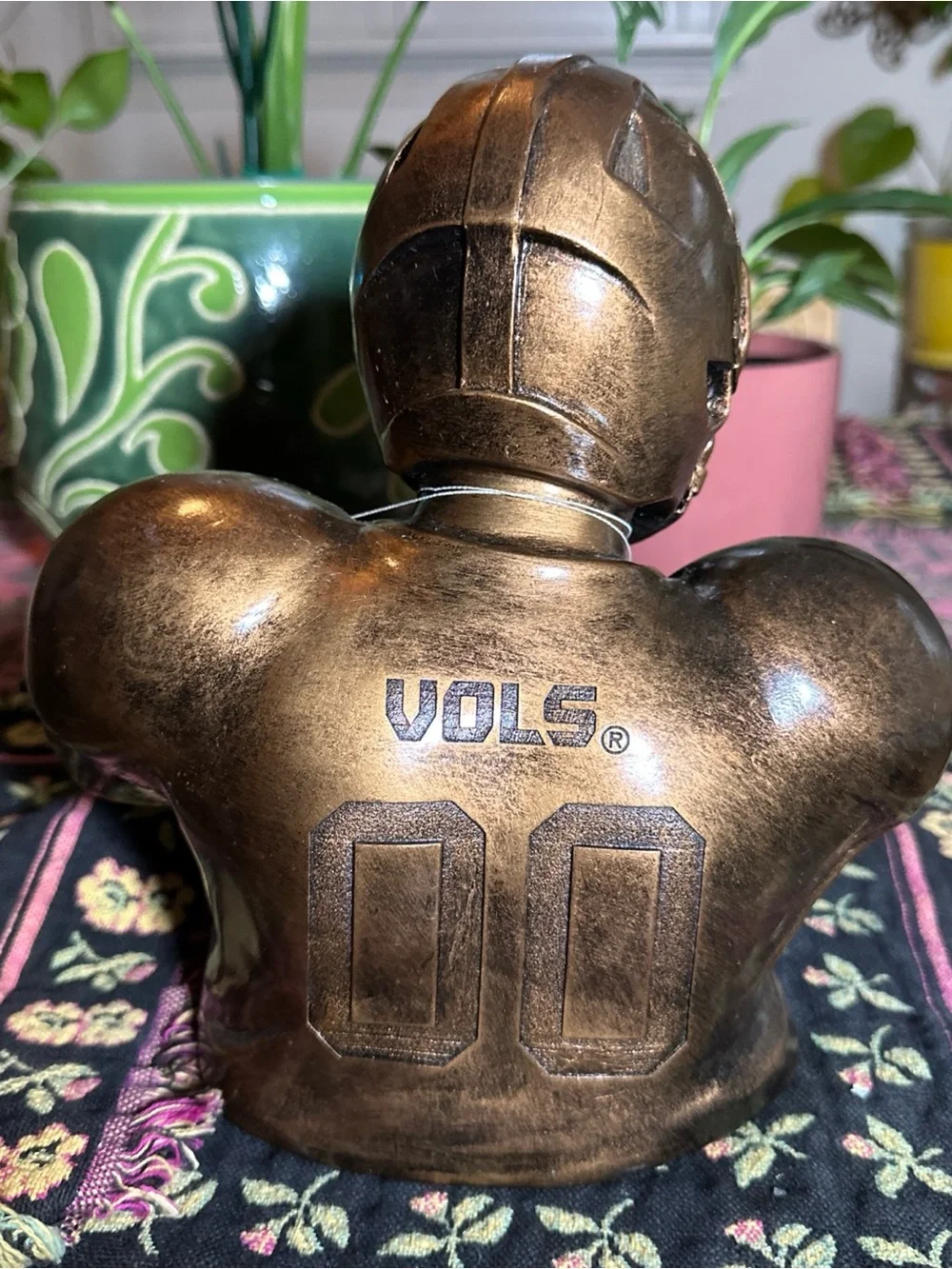 Tennessee University Vols Football Bronze Veneer Wine Bottle Holder Barware NEW